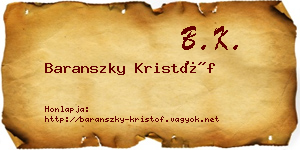 Baranszky Kristóf névjegykártya